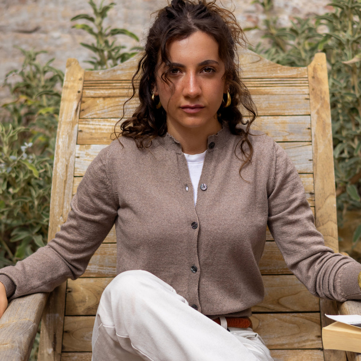 Le Cardigan en Laine Mérinos — Beige