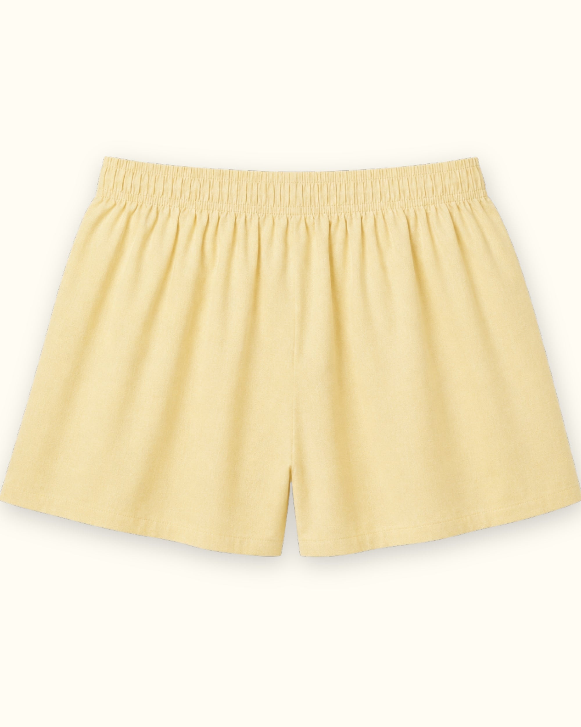 Boxershorts aus Baumwolle in Hellgelb Oxford, Rückansicht, mit Bund und Beinlinie