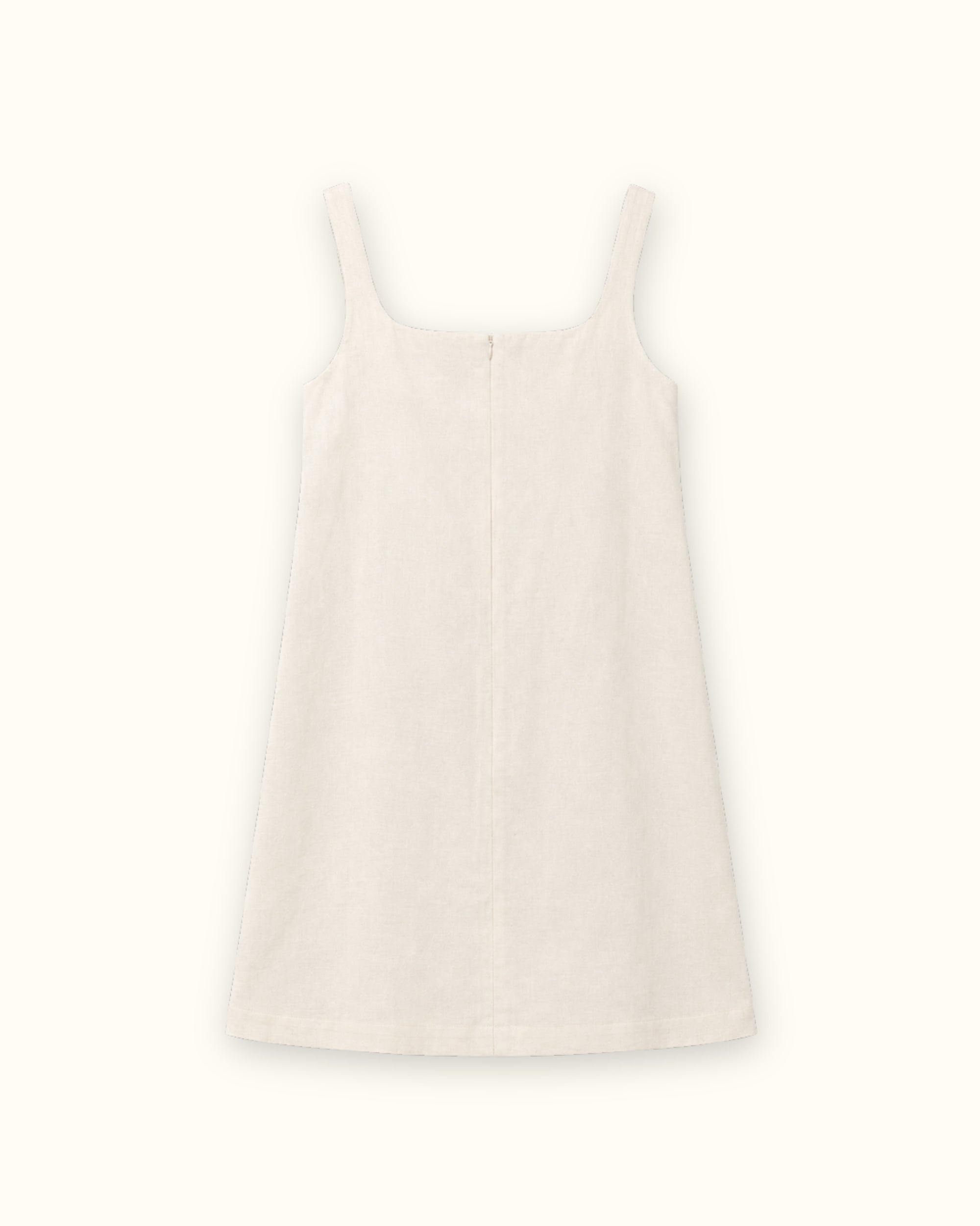 Mini-Leinenkleid in Off white, Rückansicht, mit Ausschnitt und Kleidersilhouette