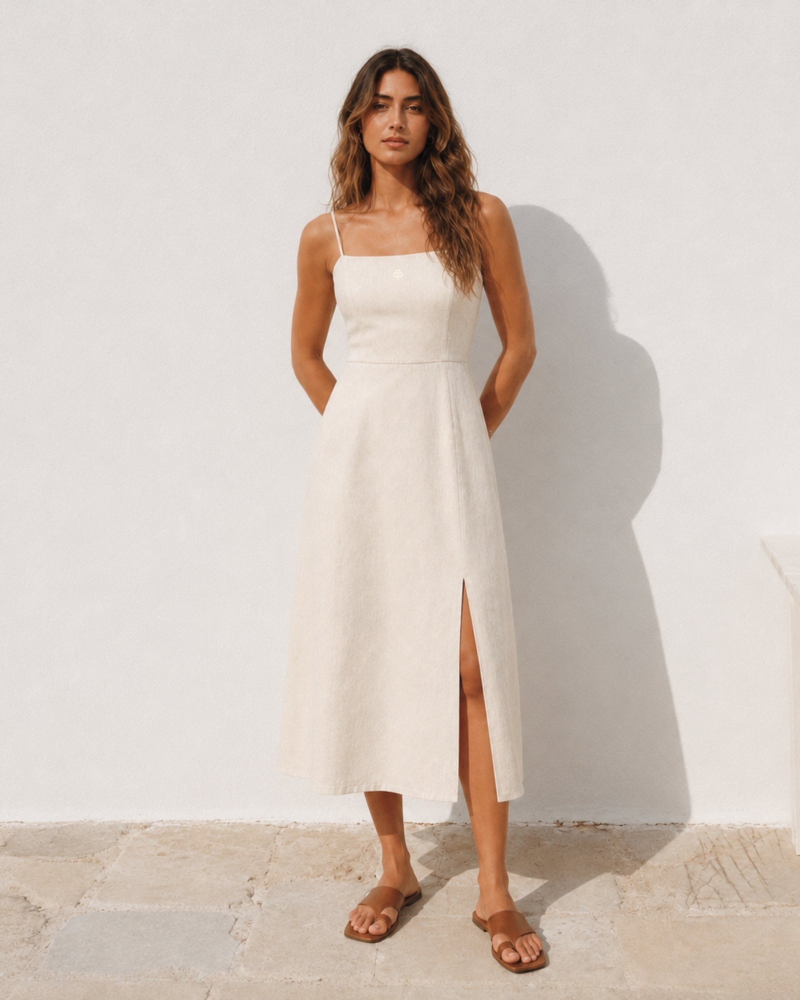 Vestido midi de lino