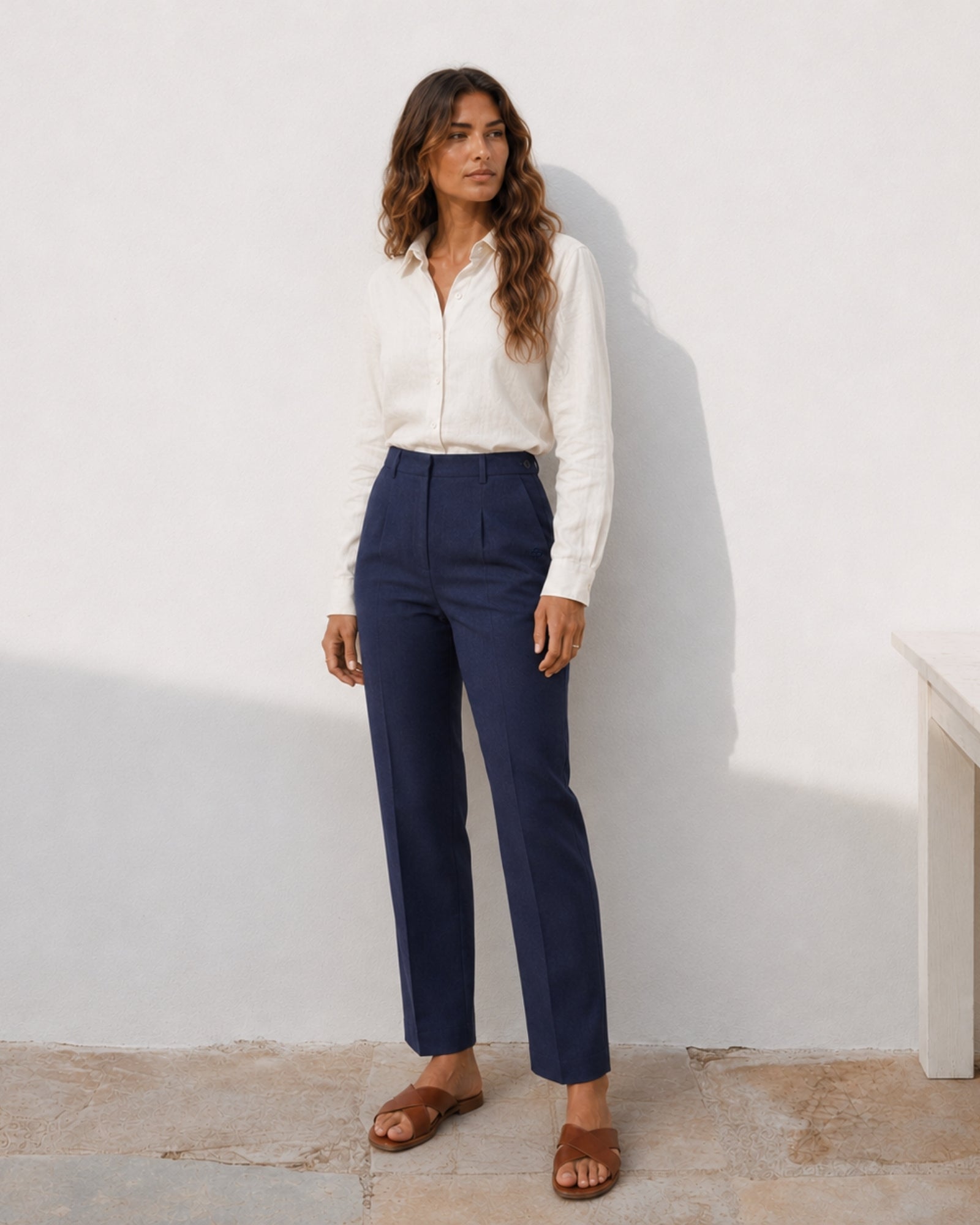 Pantalon en lin à jambe droite