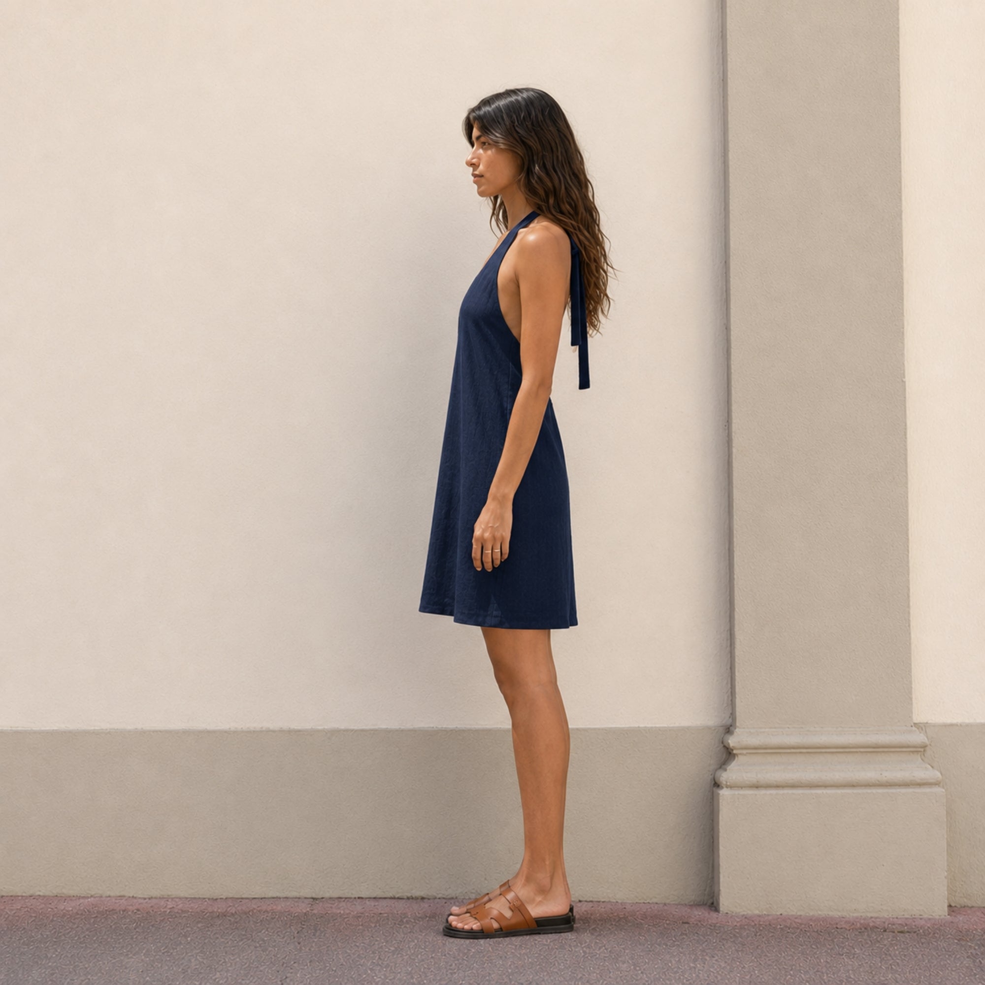Robe Halter Coton Lin
